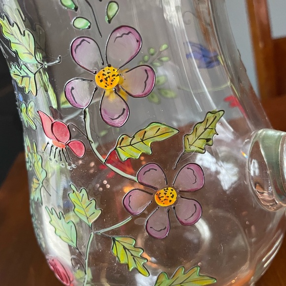Hand painted glass pitcher - Picture 3 of 5